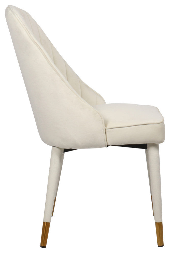 Belle Velvet Upholstered Dining Chair (Set of 2), Cream