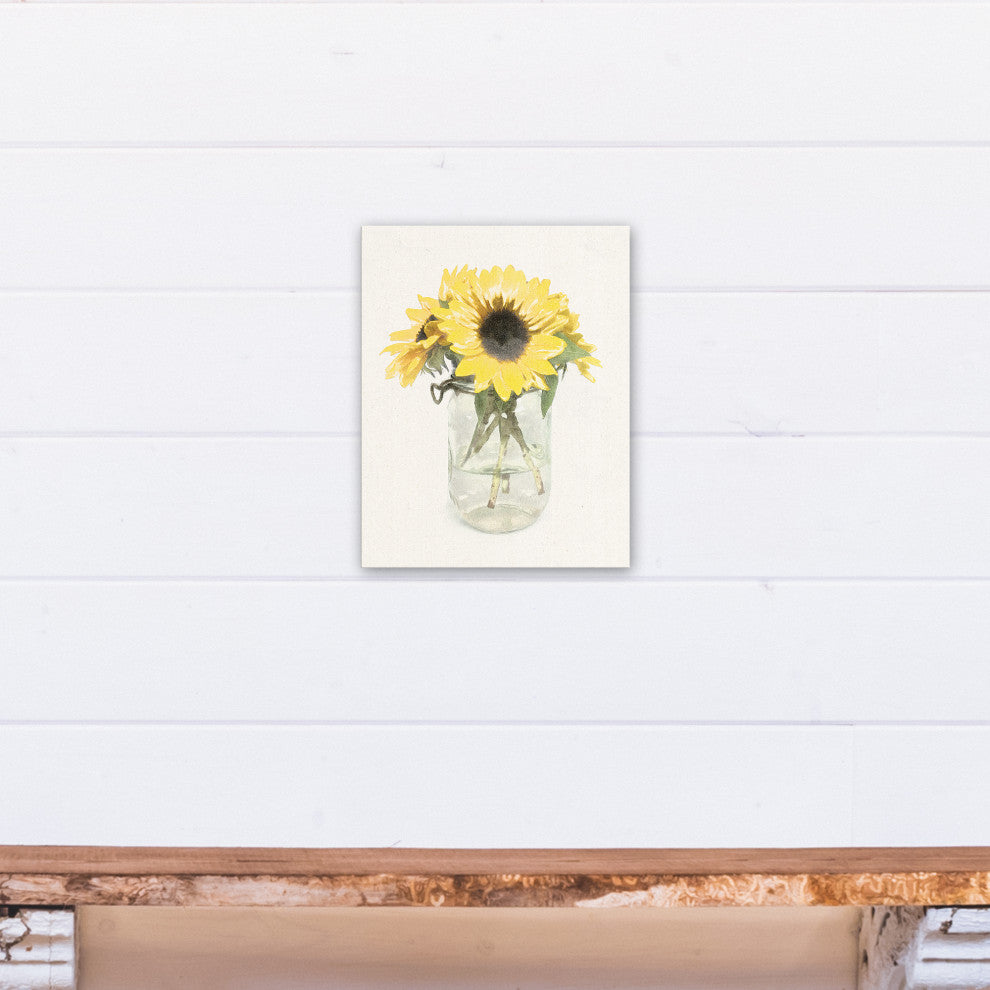 Sunflowers In Mason Jar 11x14 Canvas Wall Art
