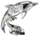 Chrome Plated Crystal Studded Silver Dolphin Riding Wave Figurine Ornament