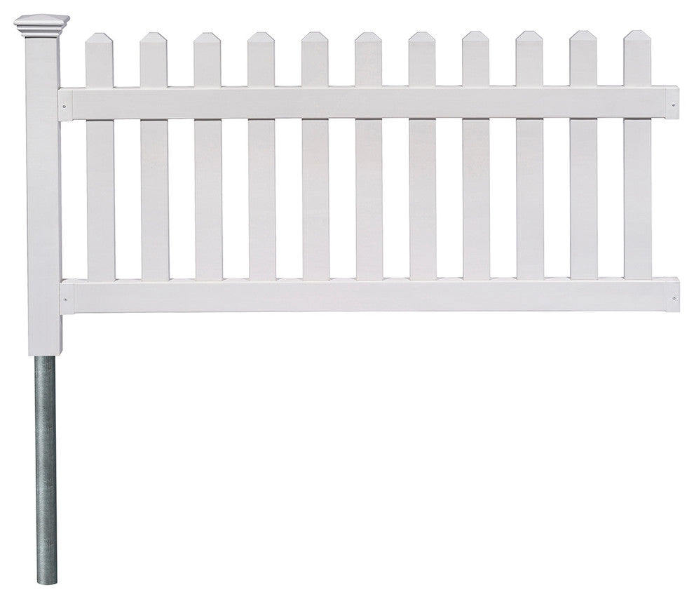 36" High No-Dig Newport Vinyl Permanent Picket Yard Fence