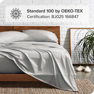 Bare Home 1800 Microfiber Sheet Set, Light Gray, Full