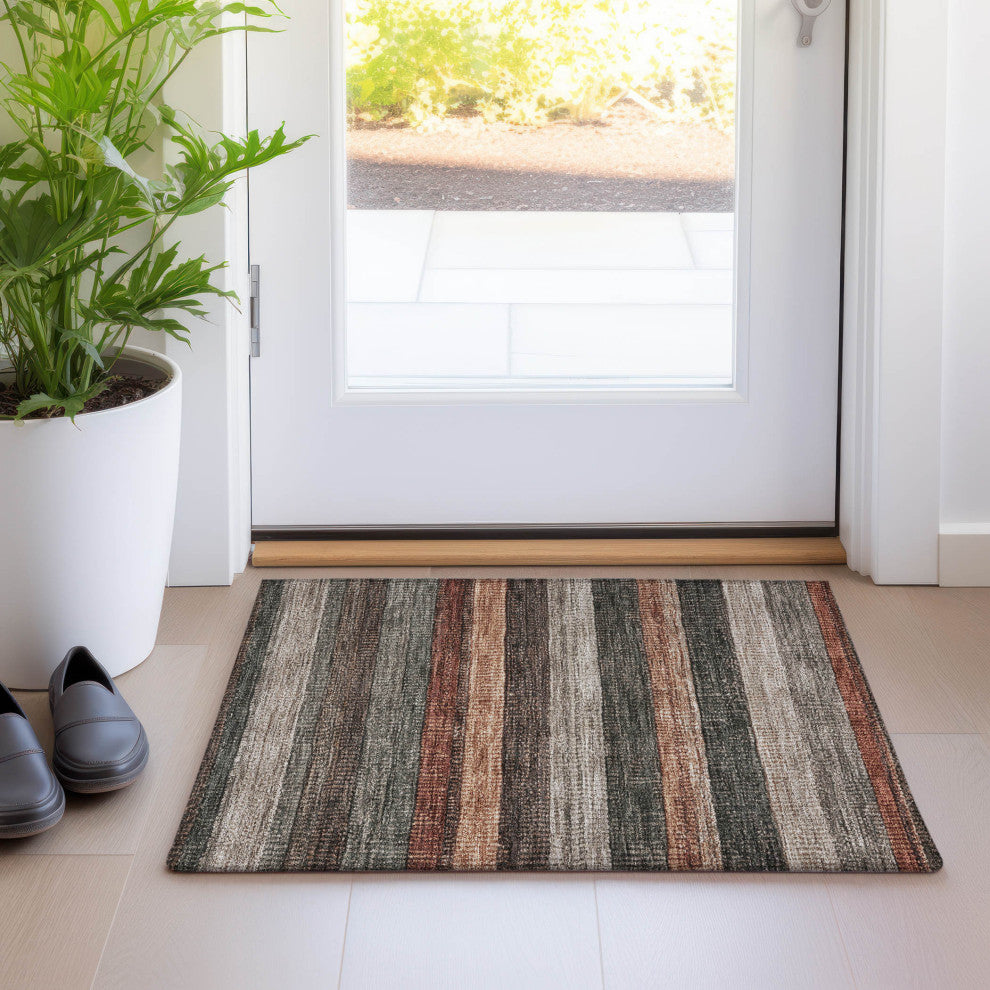 Machine Washable Indoor/Outdoor Chantille ACN1865 Orange 1'8" x 2'6" Rug