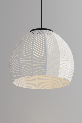 Amicus 16" Pendant, Textured White Powdercoat/Dark Stained Walnut, Incandescent