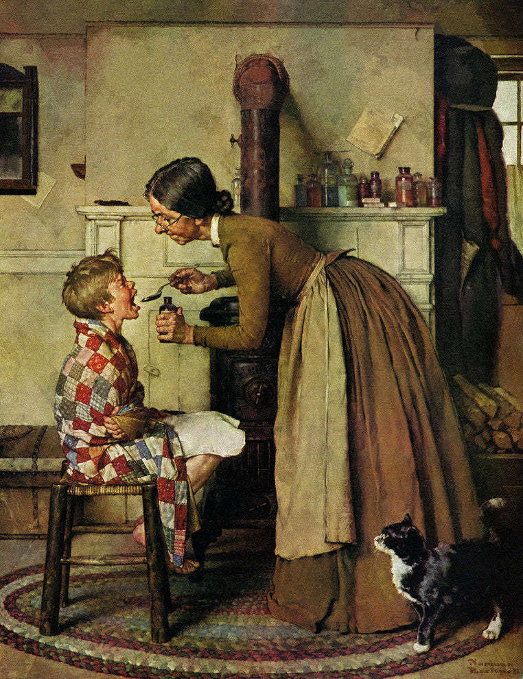 "Take Your Medicine" Painting Print on Canvas by Norman Rockwell