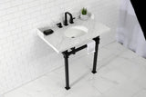 Kingston Brass LMS36MOQ0 36" Carrara Marble Console Sink, Legs