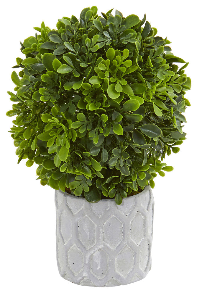 9" Boxwood Artificial Mini Topiary, Set of 3