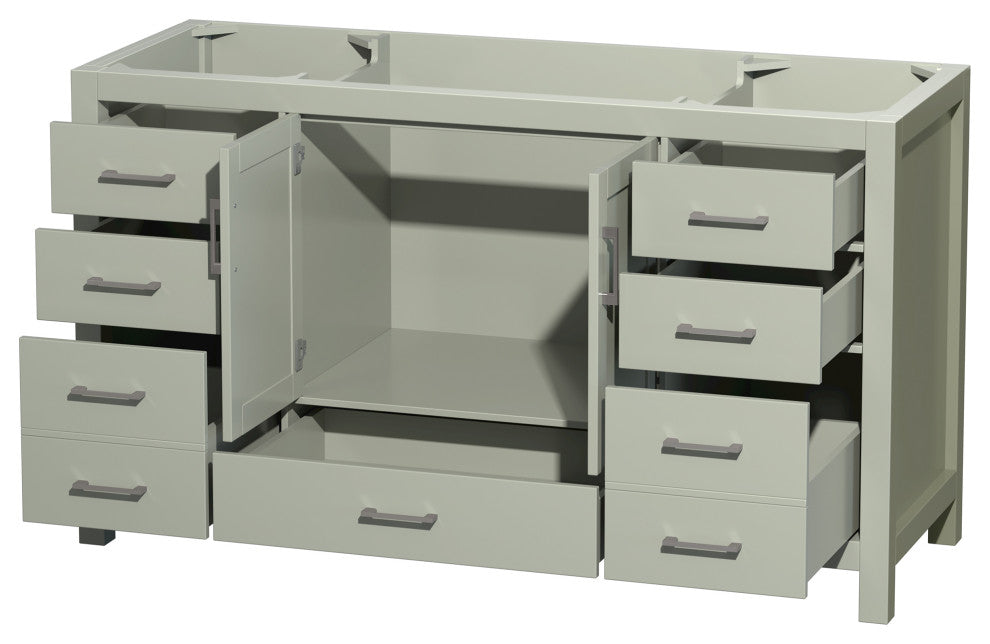 Sheffield 60" Light Green SGL Vanity, No Top, No Sink
