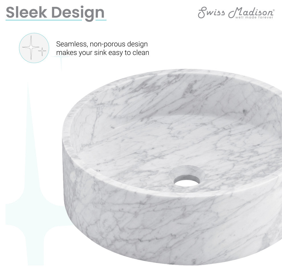 Monaco 17" Round Vessel Bathroom Sink, Marbled Gray