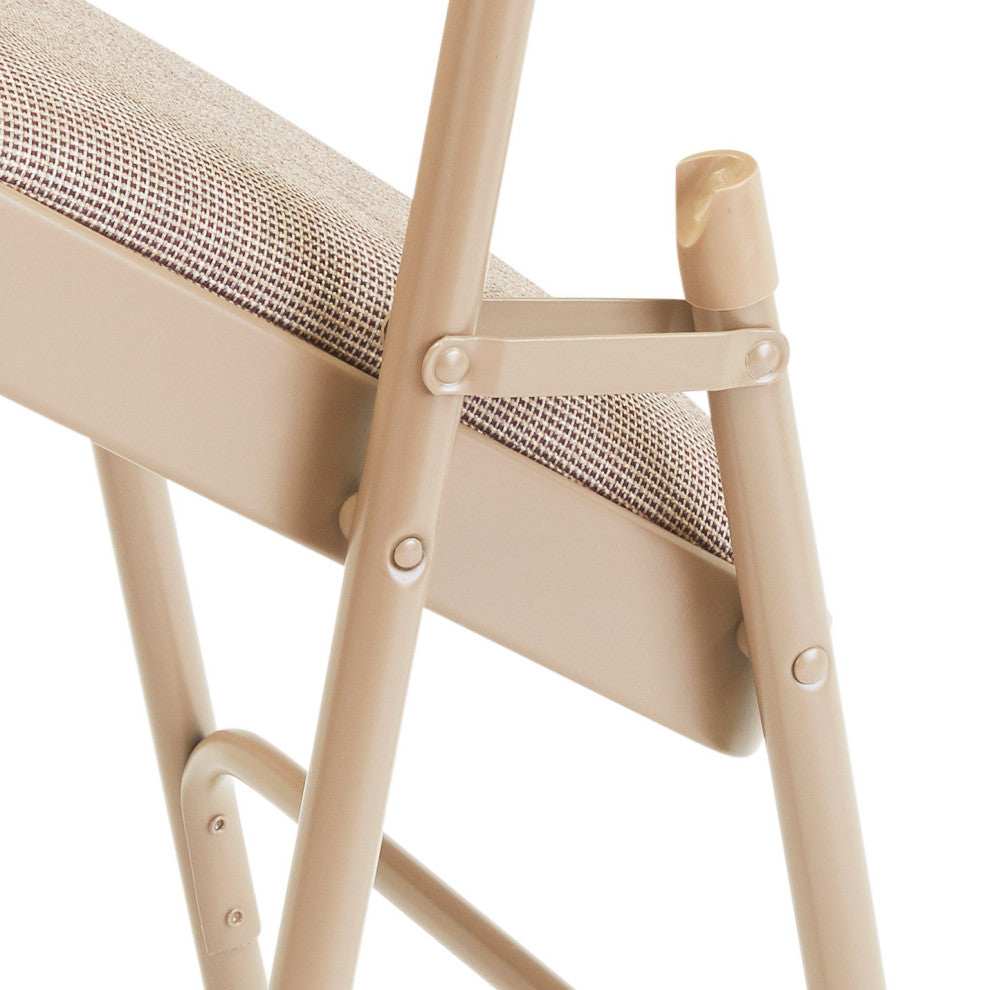 NPS 2200 Fabric Double Hinge Premium Folding Chair, Cafe Beige, Set of 4