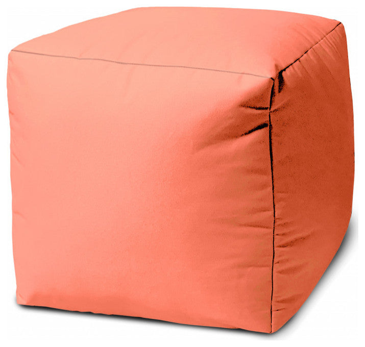 17  Cool Flamingo Coral Solid Color Indoor Outdoor Pouf Cover