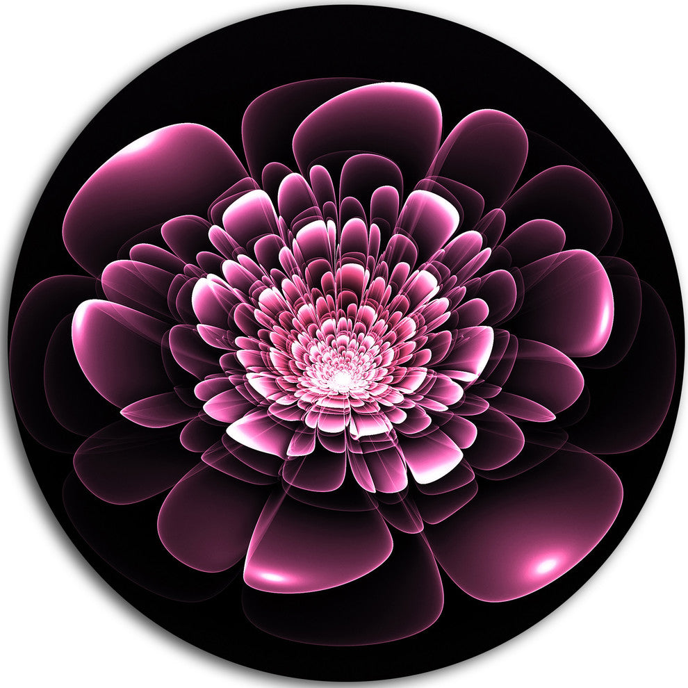 Purple Glossy Typical Fractal Flower, Floral Disc Metal Wall Art, 36"
