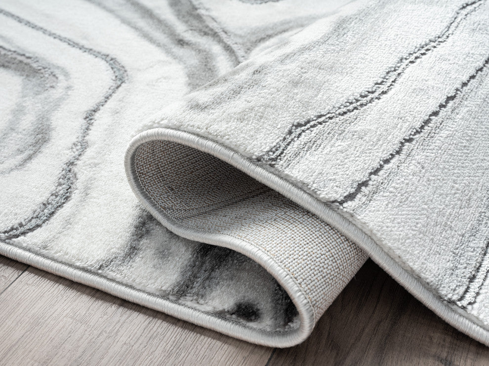 Abani Luna LUN190A Contemporary Grayscale Abstract Agate Area Rug