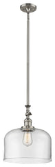 X-Large Bell 1-Light Mini Pendant, Brushed Satin Nickel, Clear
