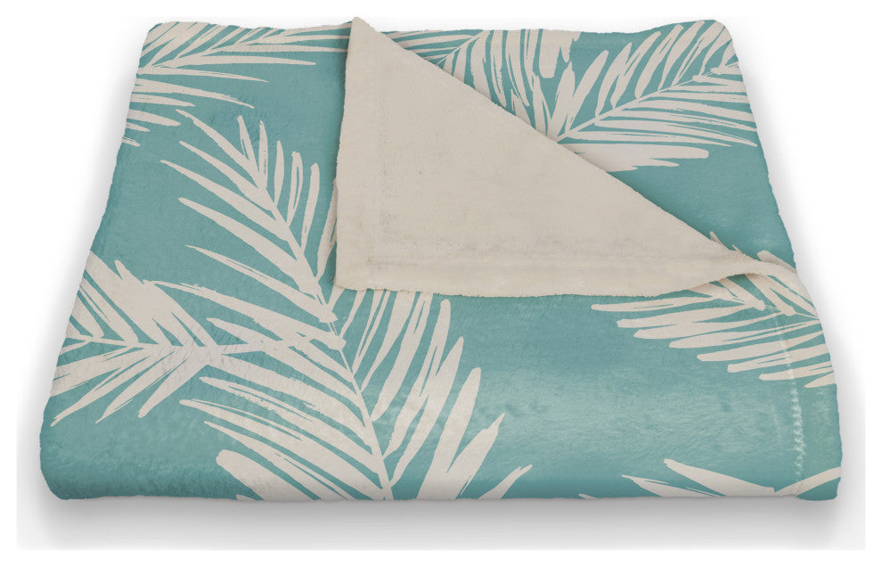 Mint Palms 50x60 Coral Fleece Blanket