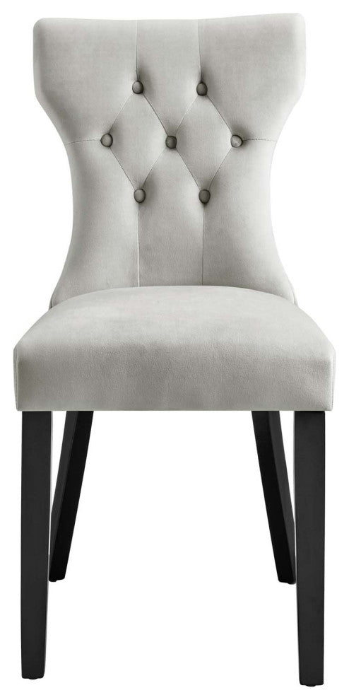 Silhouette Performance Velvet Dining Chairs, Set of 2, Light Gray