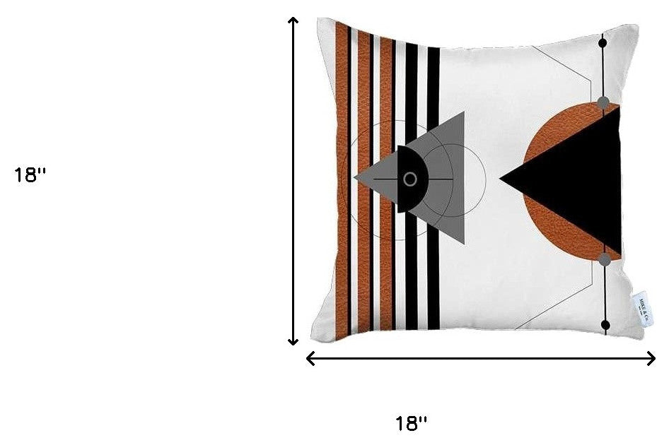 Set of 2 Orange and Ivory Boho Chic Pillow Covers