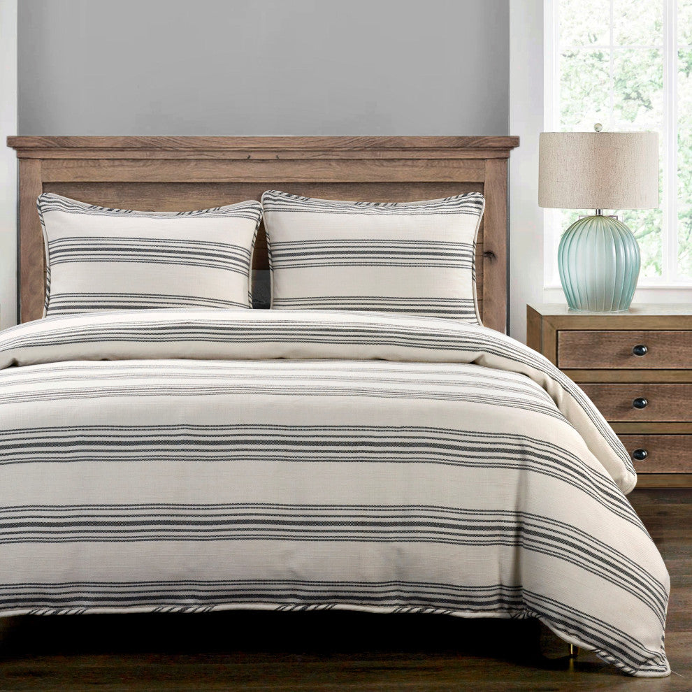 Prescott Duvet Cover Set, Super King, Black, 3 Piece
