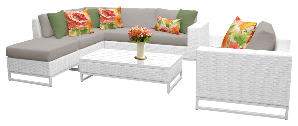 Miami 7 Piece Outdoor Wicker Patio Furniture Set 07f