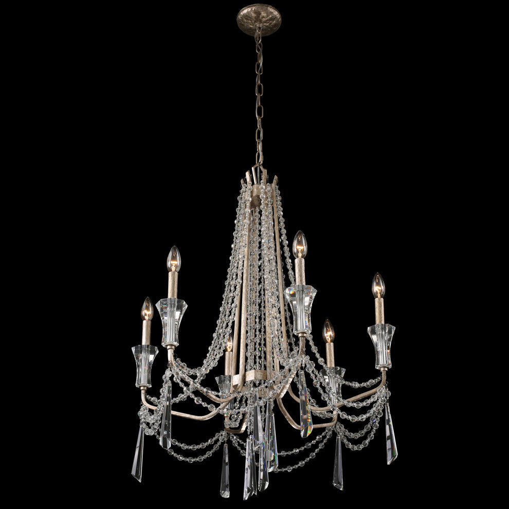 Barcelona 6-Lt Crystal Chandelier - Transcend Silver