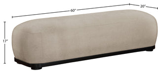 Calum Upholstered Bench, Beige, Chenille Fabric, Black Finish