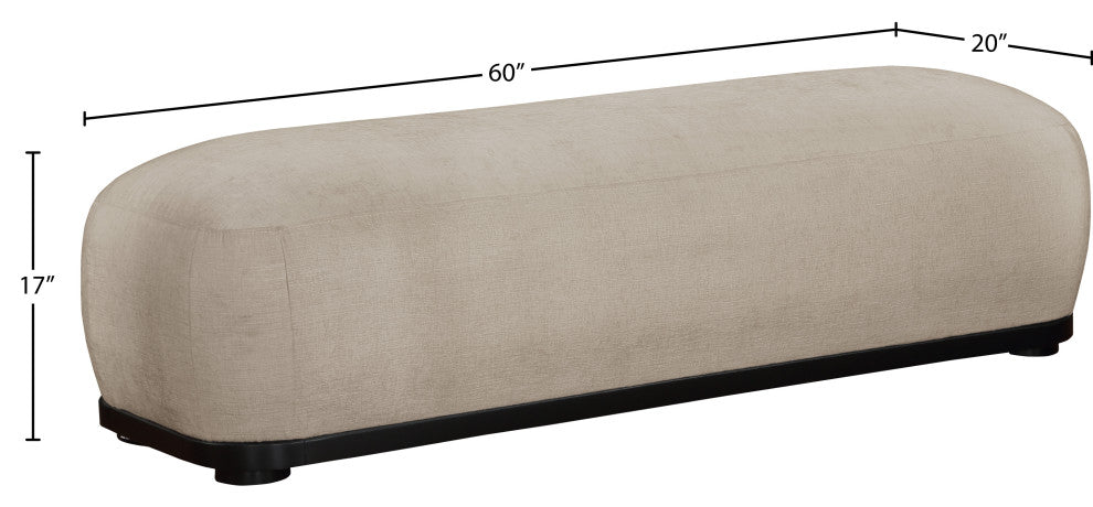 Calum Upholstered Bench, Beige, Chenille Fabric, Black Finish