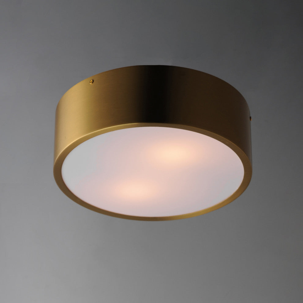 Maxim 10494 Tommy 2 Light 12"W Flush Mount Drum Ceiling Fixture - Satin Brass
