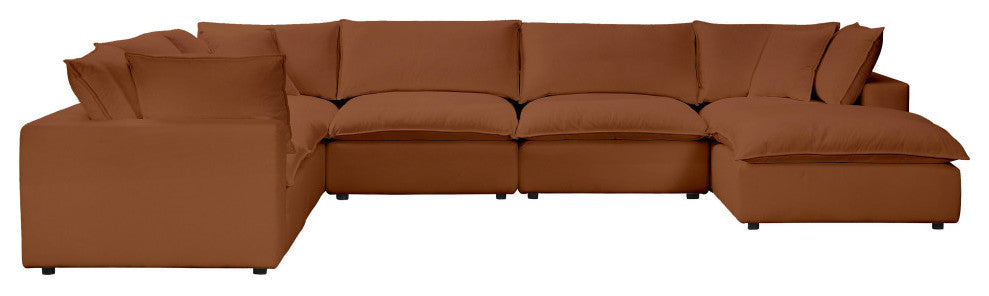 Cali Modular Large Chaise 7-piece Sectional, Rust