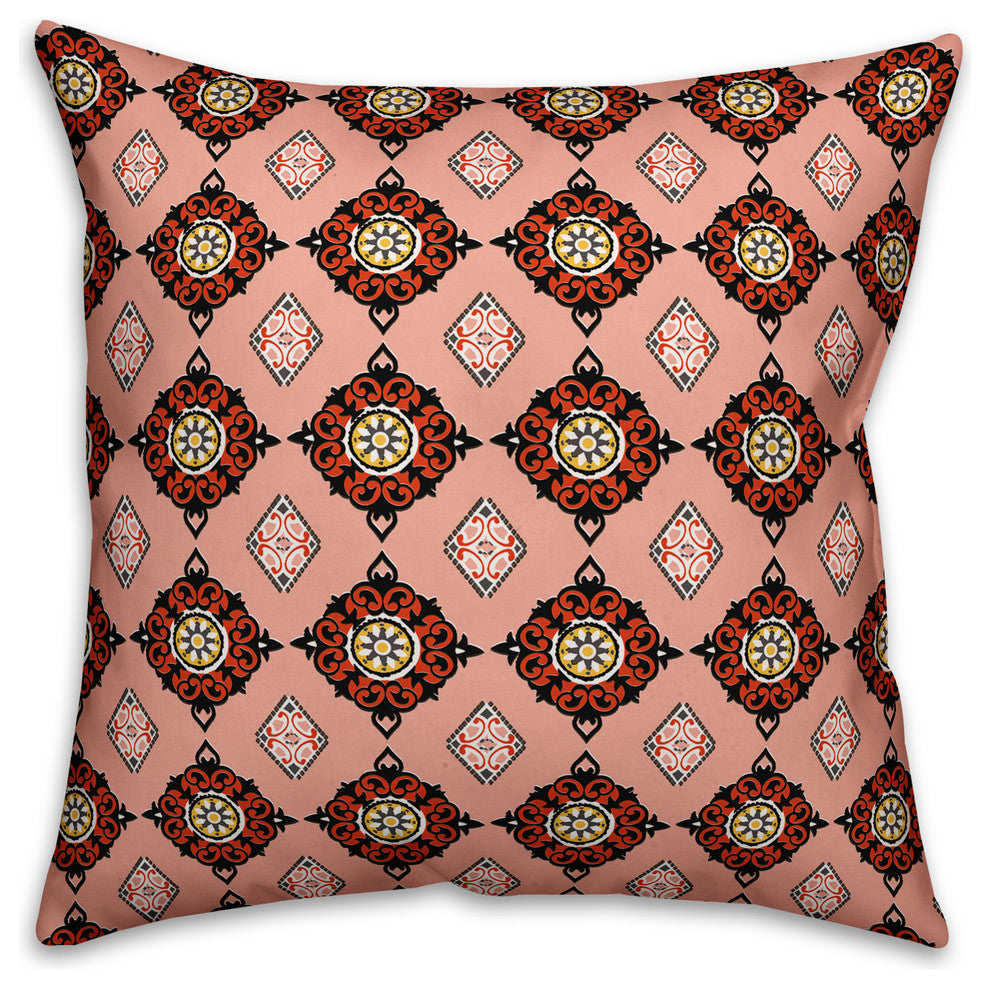 Imperial Pattern, Pink Throw Pillow, 18"x18"