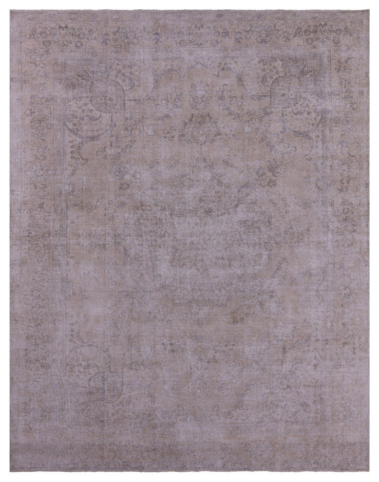 9' 7" X 12' 3" Hand Knotted Persian Vintage White Wash Rug Q4647