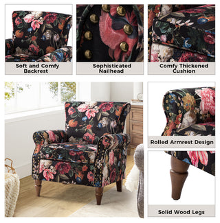 Wooden Upholstered Armchair, Black