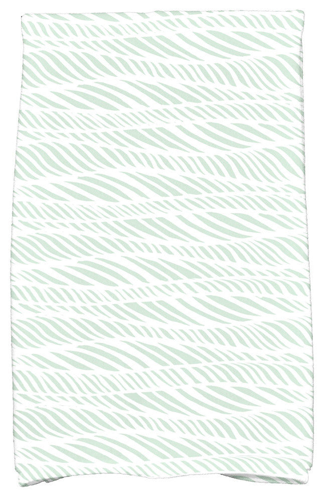 Rolling Waves, Geometric Print Hand Towel, Green
