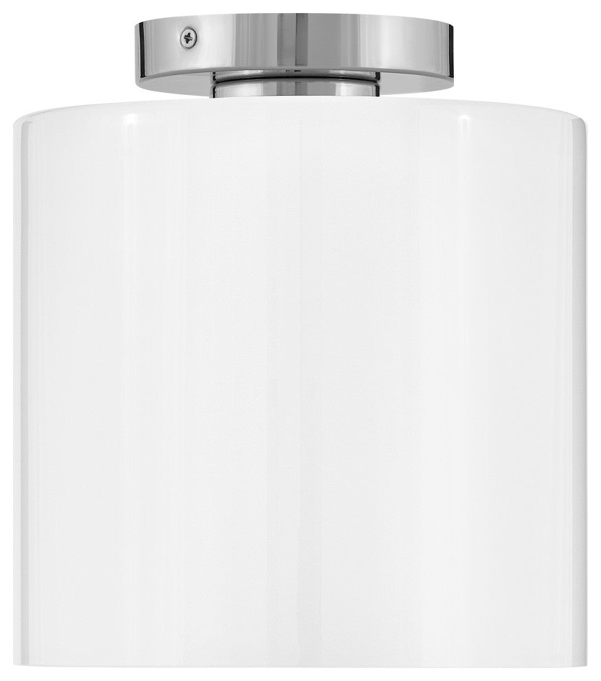 Lark Pippa 8.5" Flush Mount Ceiling Light, Polished Nickel + Cased Opal Shade
