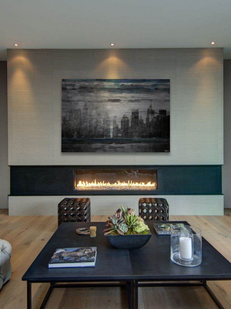 "Sunset in NYC" Print on Brushed Aluminum, 36"x24"