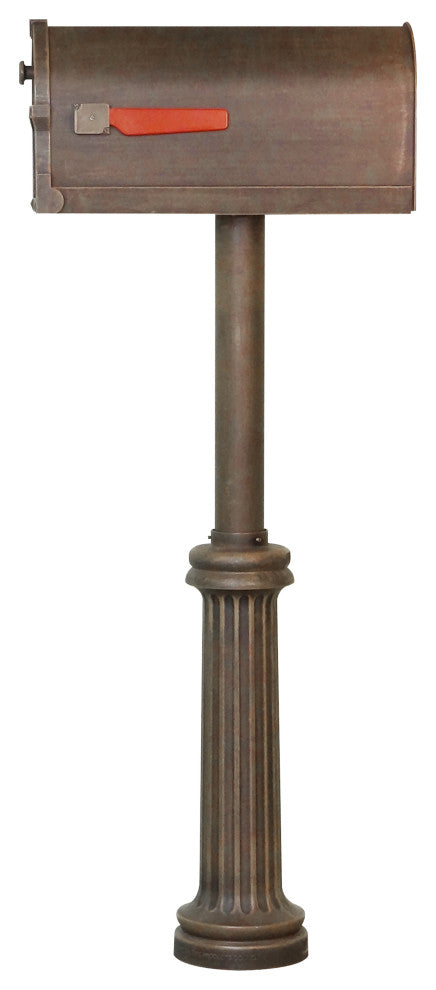 Savannah Curbside Mailbox With Bradford Direct Burial Mailbox Post, Copper