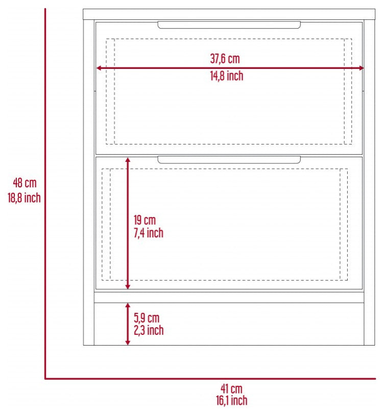 Mod Light Oak and White Two Drawer Nightstand