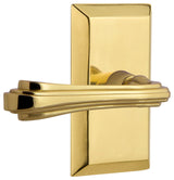 Studio Plate With Fleur Lever, Polished Brass, Privacy, Right-Handed