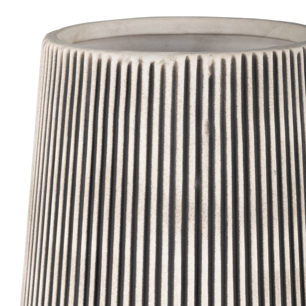 Ceramic 10"H Ridged Vase, Ivory