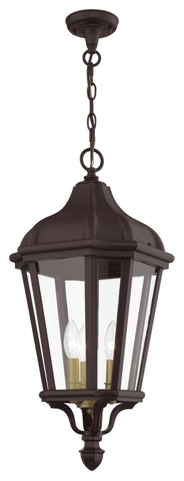 Livex Morgan 3 Light Bronze, Antique Gold Cluster Large Outdoor Pendant Lantern