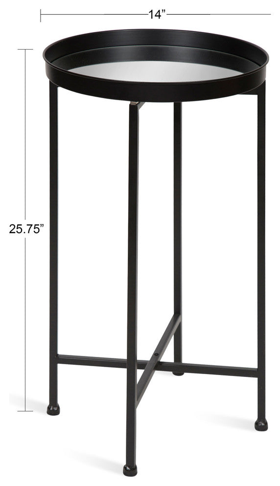 Kate and Laurel Celia Round Metal Foldable Tray Accent Table, Black