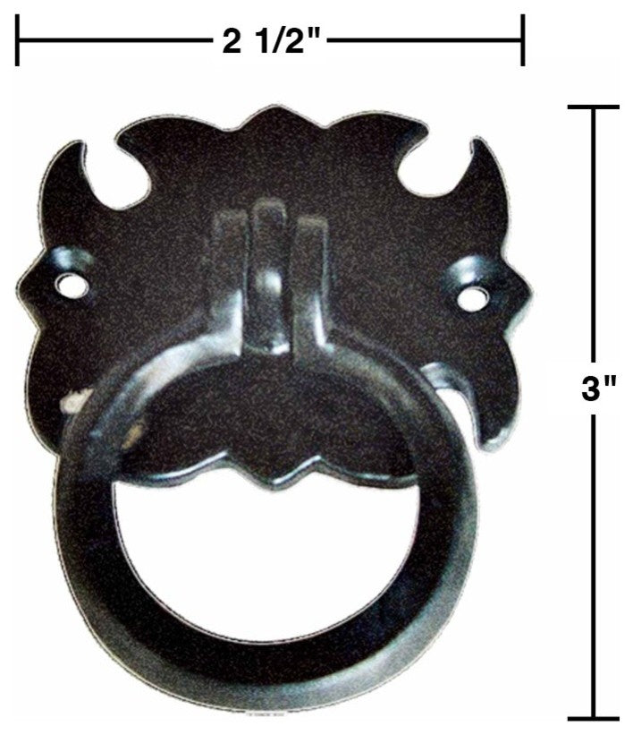 Black Cabinet Ring Pull Wrought Iron Cabinet Drawer Door Pull Handle Pack of 6