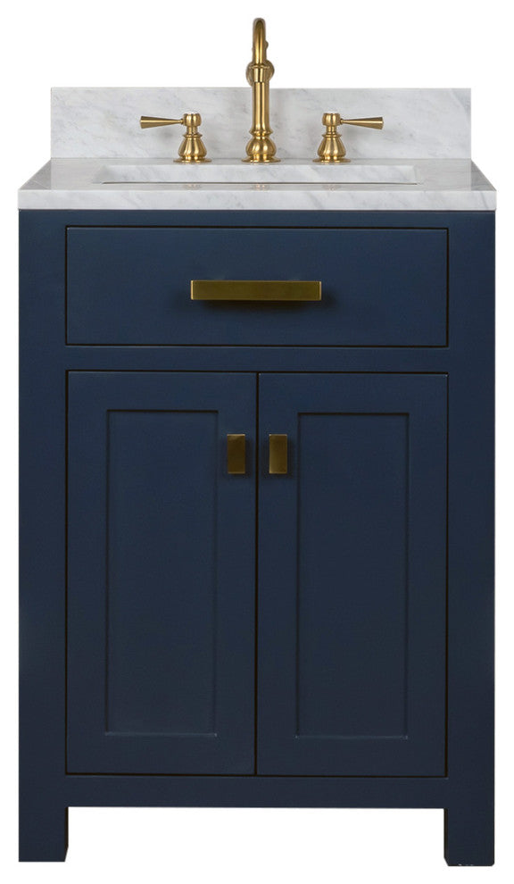 Madison 24" Carrara White Marble Vanity, Monarch Blue