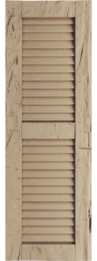 Rustic 2 Equal Louver Faux Wood Shutters, Per Pair, Hand Hewn, 15x24"