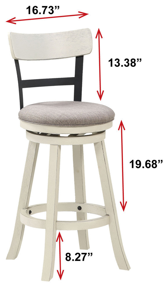 Riverside White High Back Wood and Metal Bar Stool, 42.5 in.