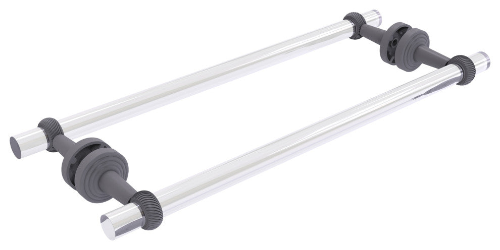 Pacific Beach 18" Twisted Back to Back Shower Door Towel Bar, Matte Gray