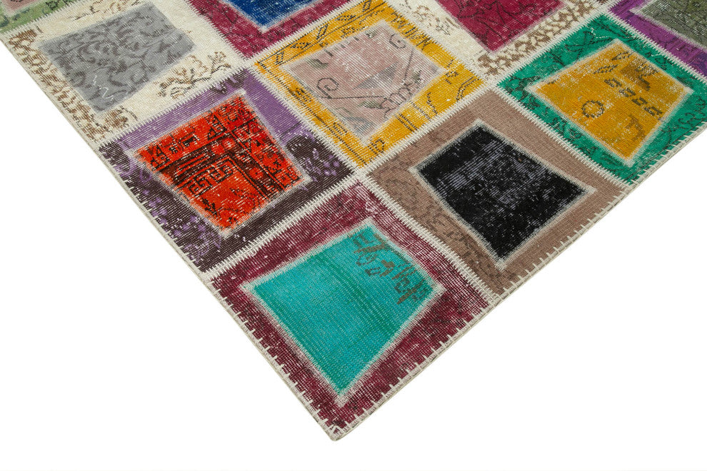 Rug N Carpet - Hand-Knotted Anatolian 6' 7" x 9' 2" Rustic Patchwork Area Rug