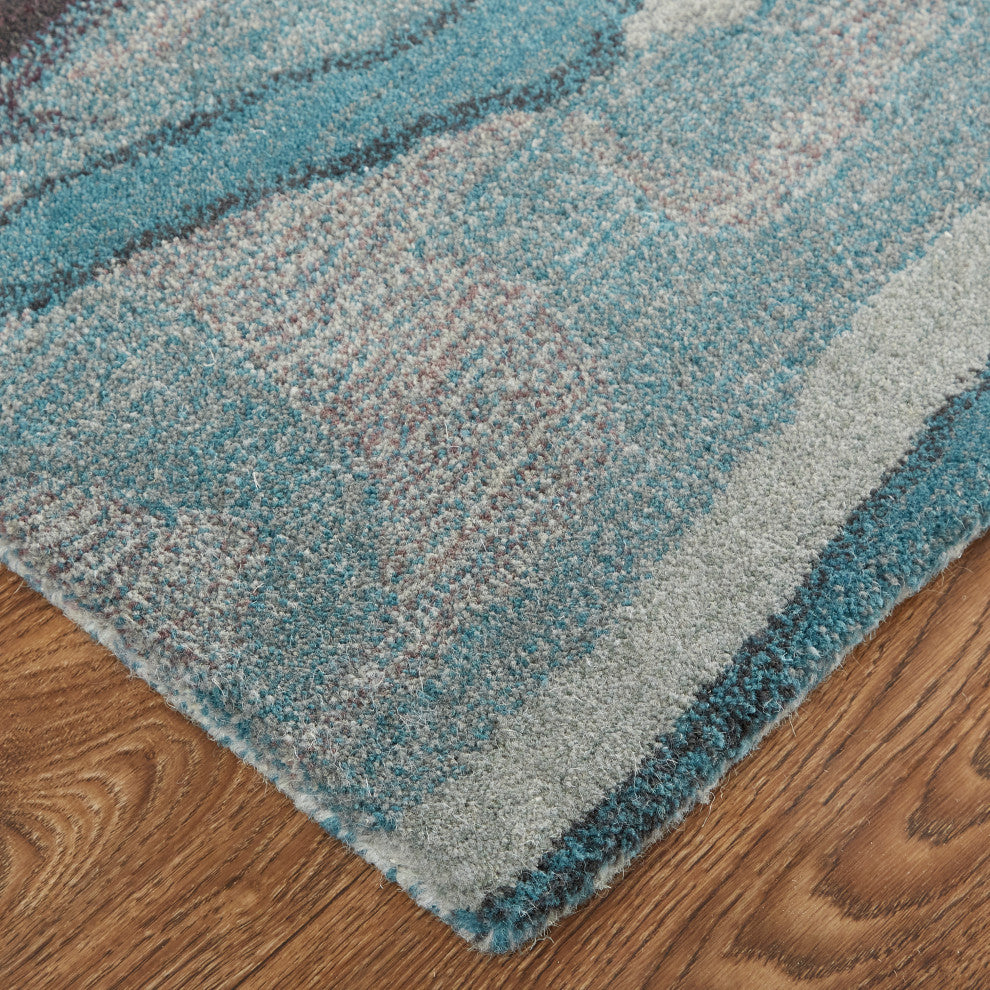 Weave & Wander Nakita Rug, Crystal Teal/Red/Tan, 3ft-6in x 5ft-6in