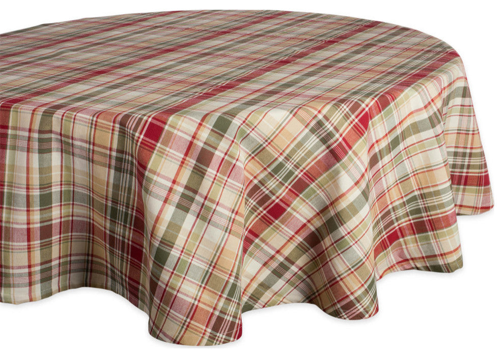 DII Give Thanks Plaid Tablecloth 70 Round