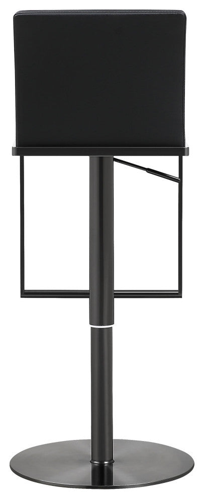 All Black Barstool, PU Black Leather