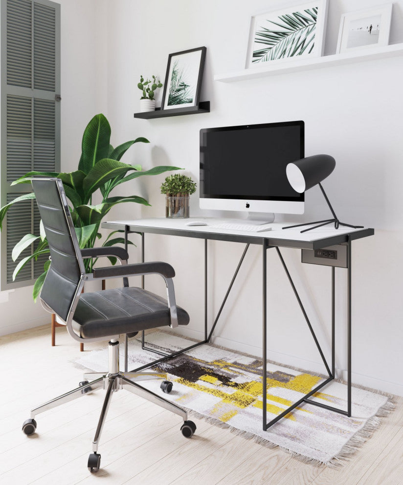 Office Chair, Faux Vinyl Leather, Steel, Gray, Silver Home Business