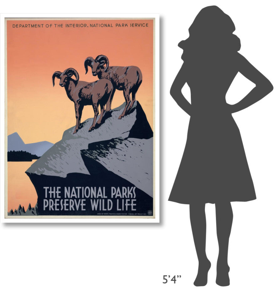 "The National Parks Preserve Wild Life, ca. 1936-1939" Print by J. Hirt, 38"x50"